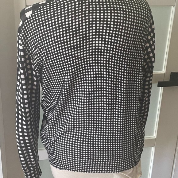 J. Crew cotton Jackie cardigan in gingham black white XL - Picture 4 of 6